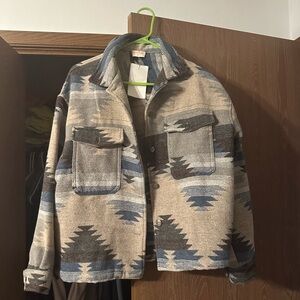 Aztec Patterned Jacket in Blue and Gray